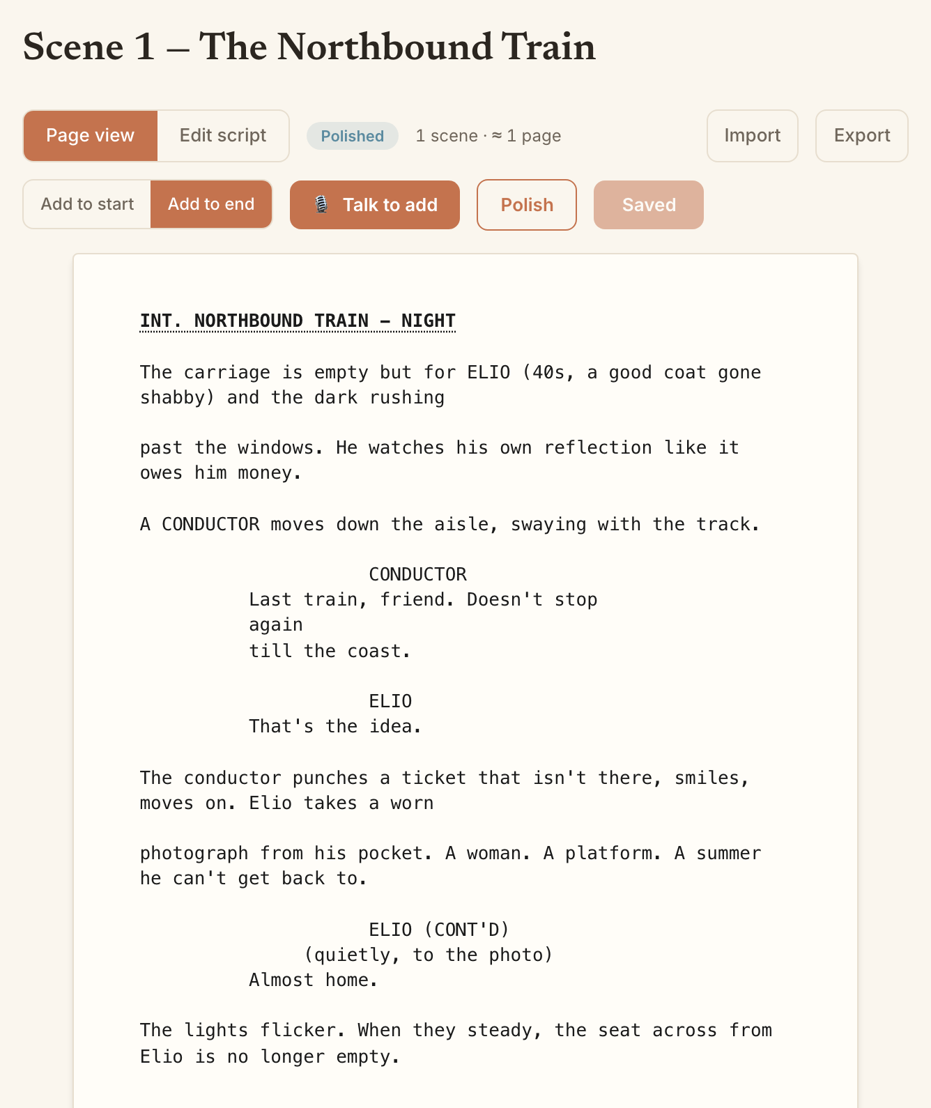 Talking a single scene through to rework it